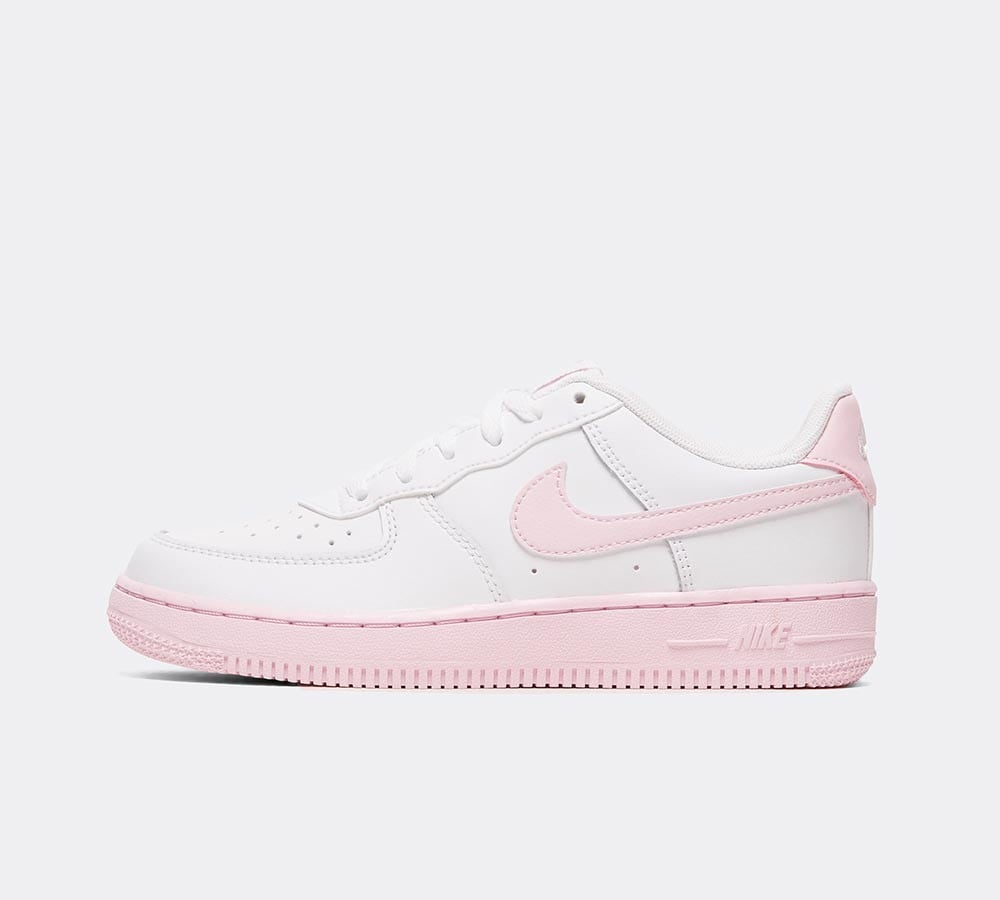 nike white and pink air force 1 trainers