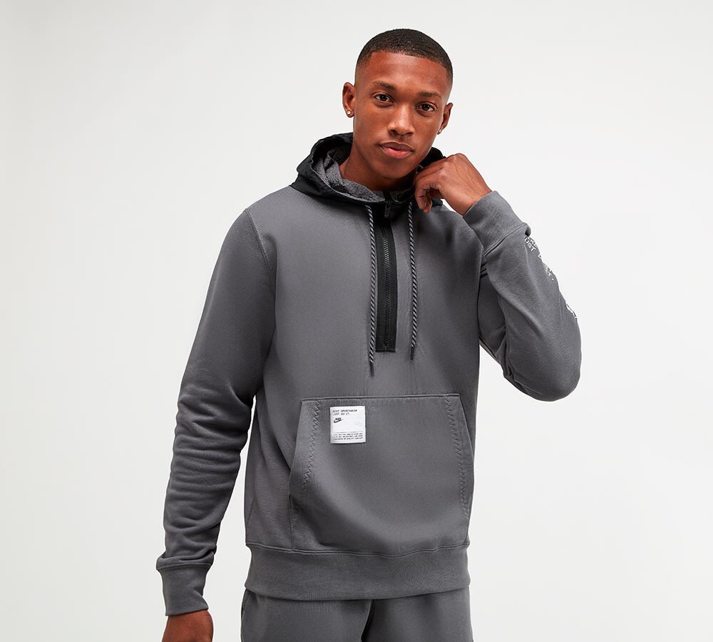 nike grey half zip hoodie