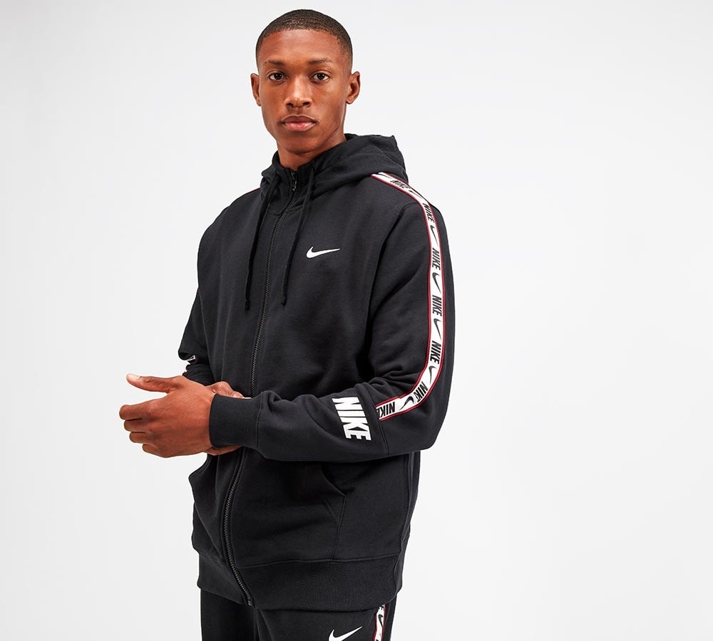 Nike Repeat 2.0 Fleece Hoodie | Black / Red | Footasylum