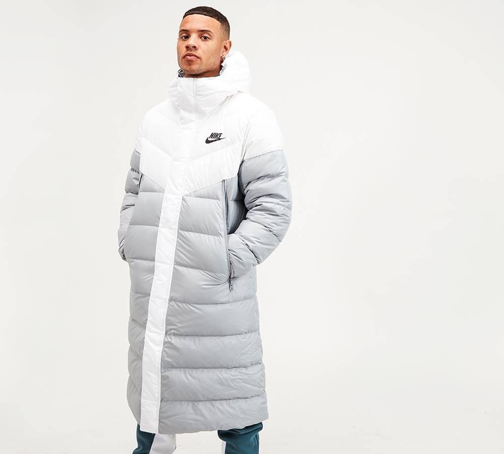 nike down filled long padded parka jacket