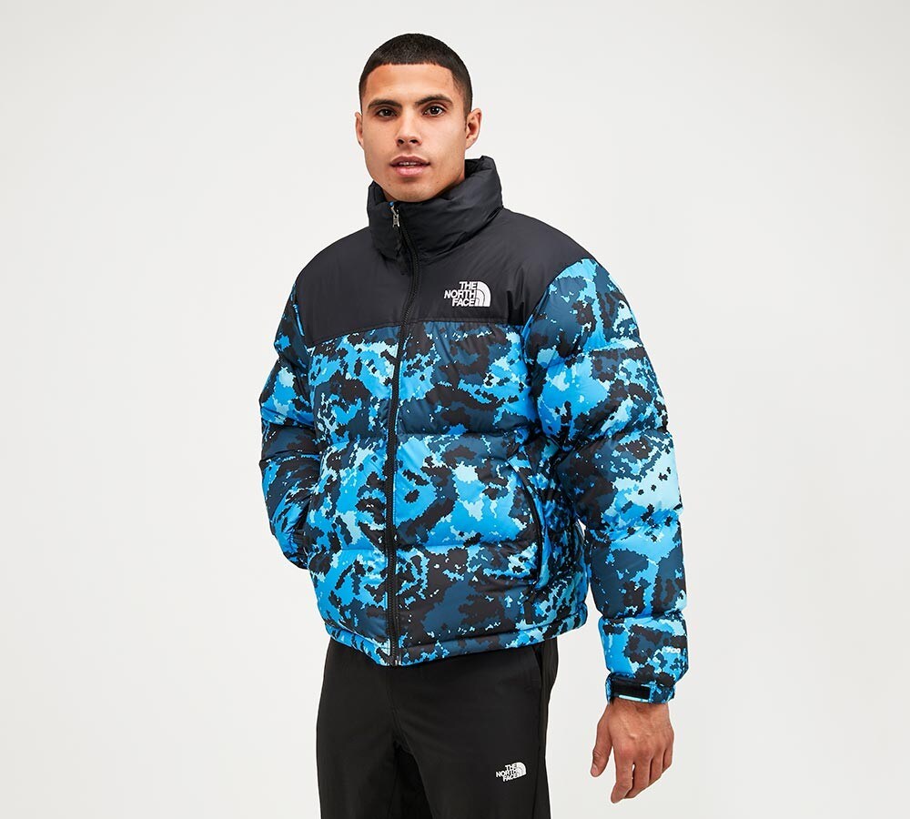 north face blue camo nuptse