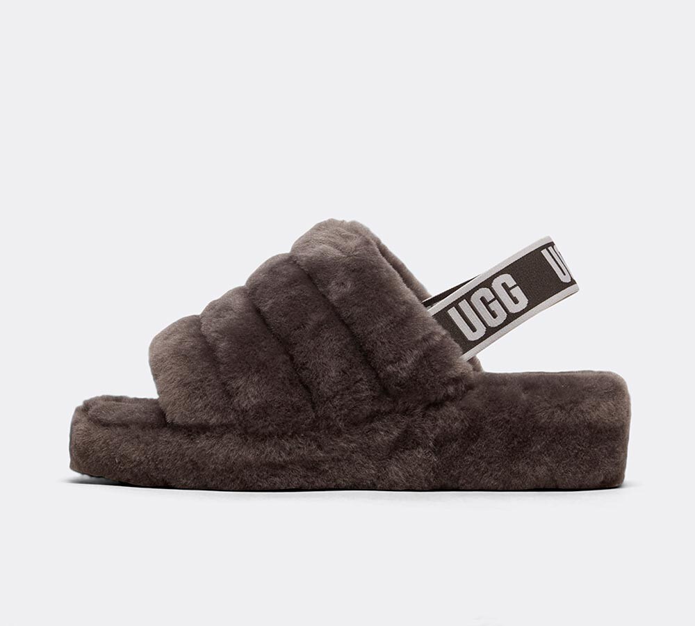 ugg fluff yeah slide charcoal