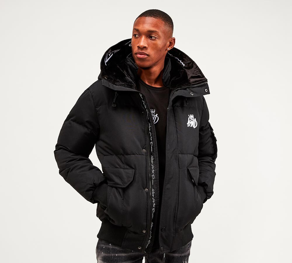 puffer bomber jacket with hood