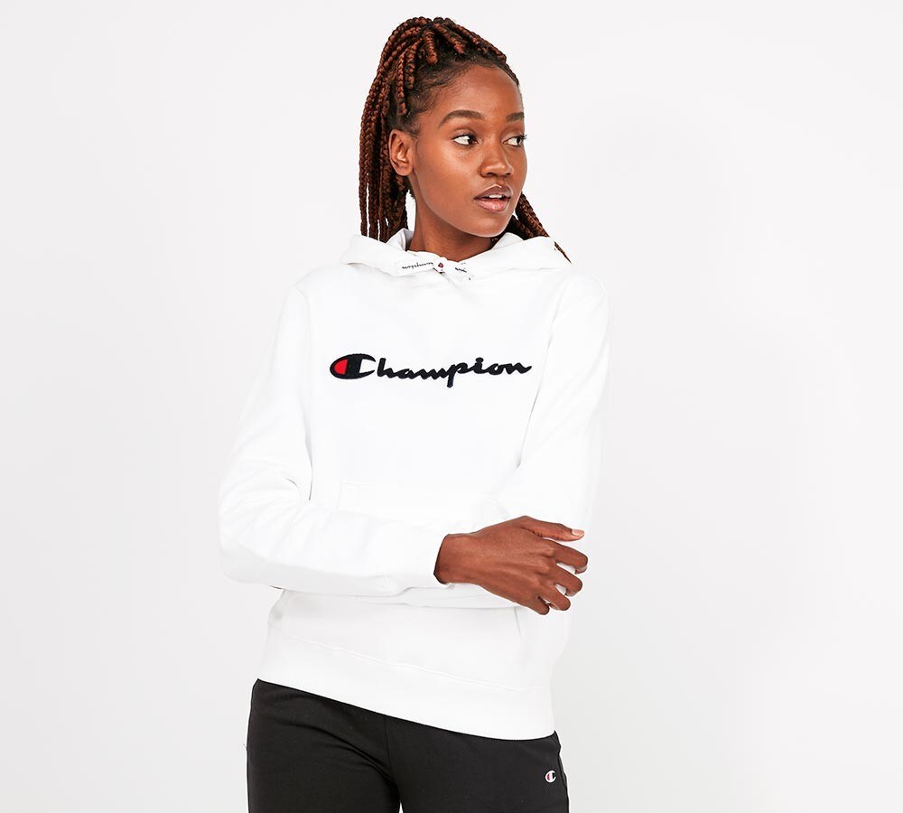 champion hooded sweatshirt white