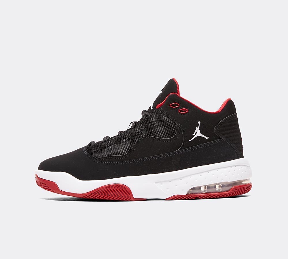 jordan max aura black and red junior