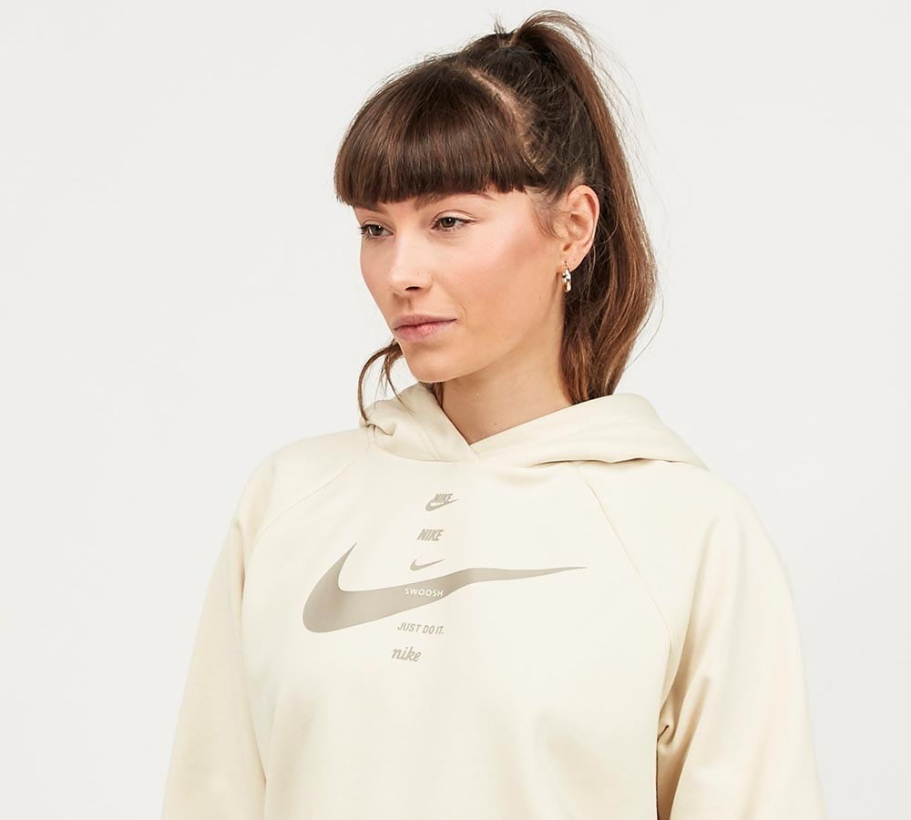 Nike Womens Swoosh Fleece Hoodie Beige Footasylum