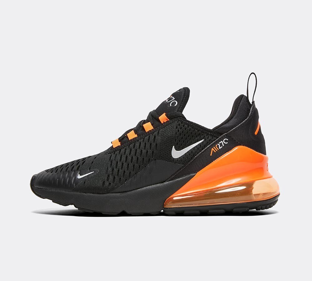 orange and black nike 270