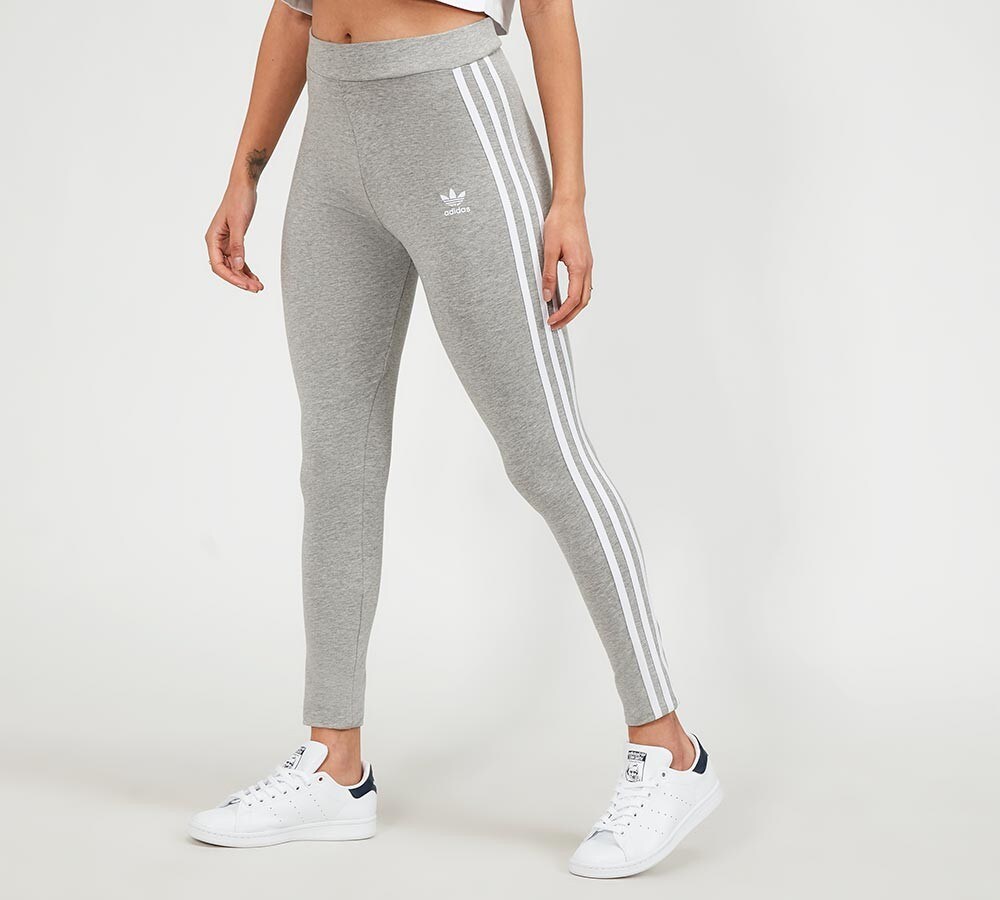 adidas 3 stripe leggings grey