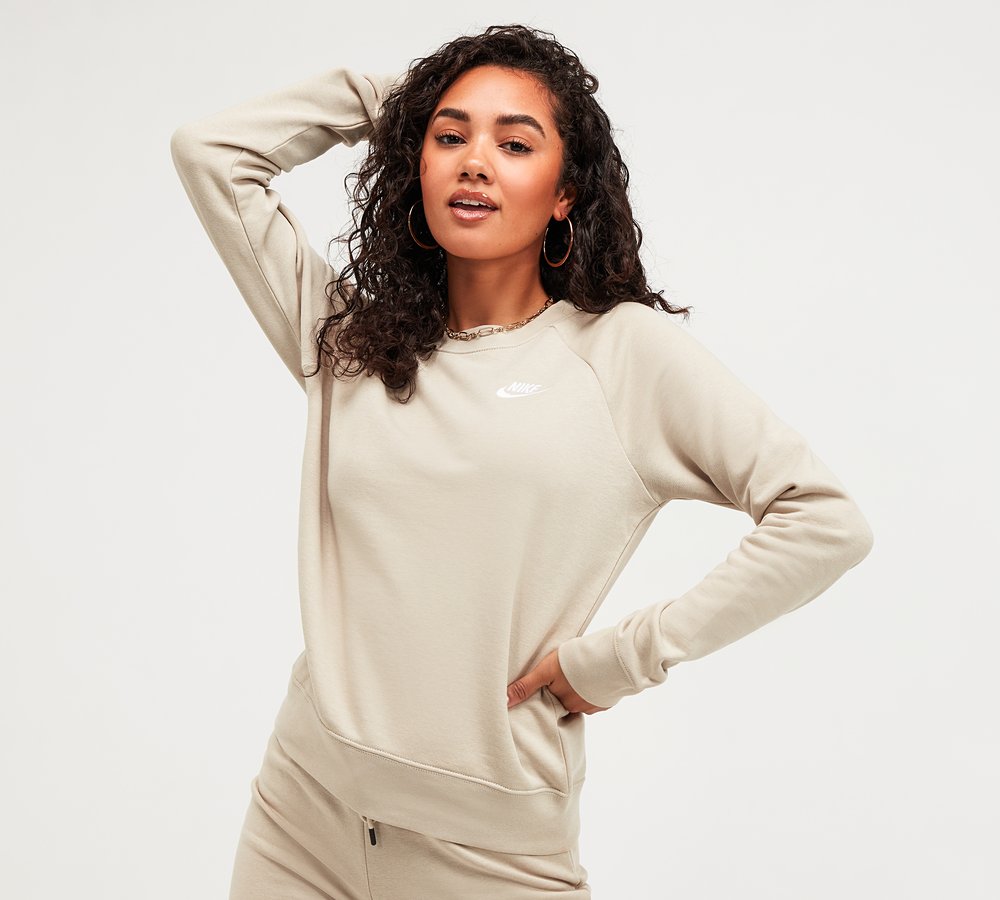 Nike essentials beige crew neck sweatshirt Clearance