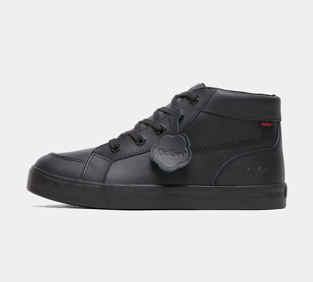 Kickers Junior Tovni Hi Leather Shoe Black Footasylum