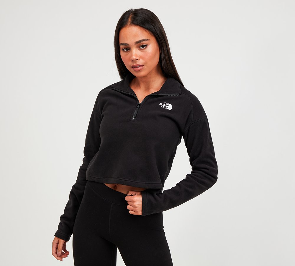 half zip cropped fleece