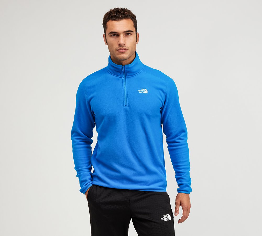blue north face quarter zip