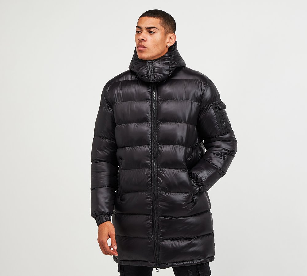 Brave Soul Shine Longline Puffer Jacket 