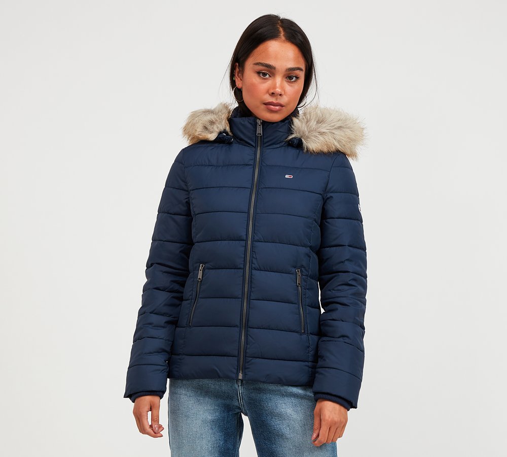 tommy jeans faux fur hooded padded jacket