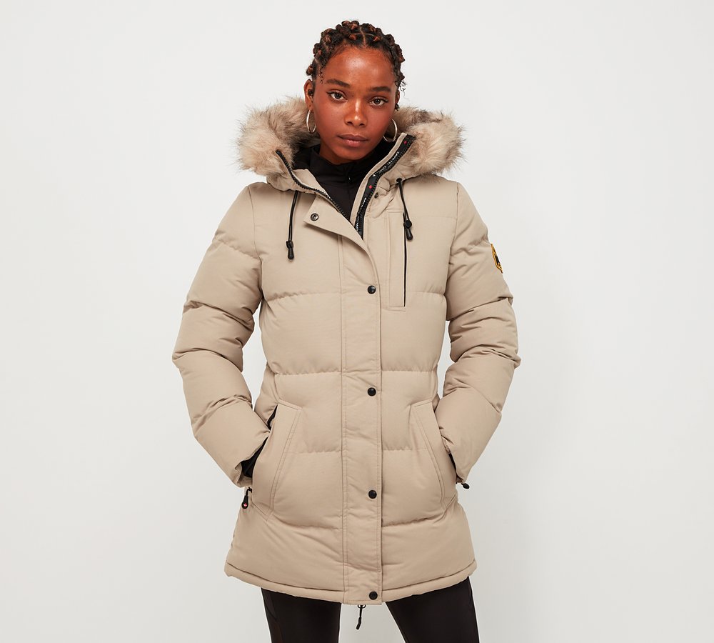 Khaki puffer parka deals