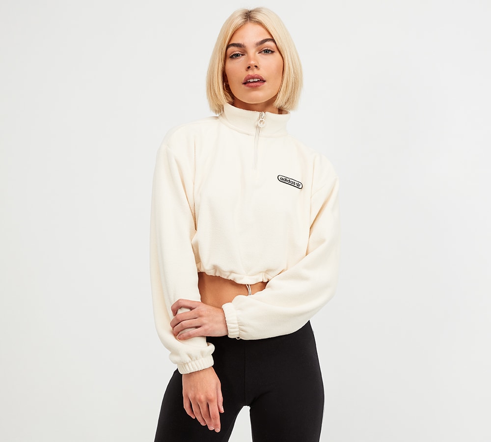 cropped quarter zip sweatshirt