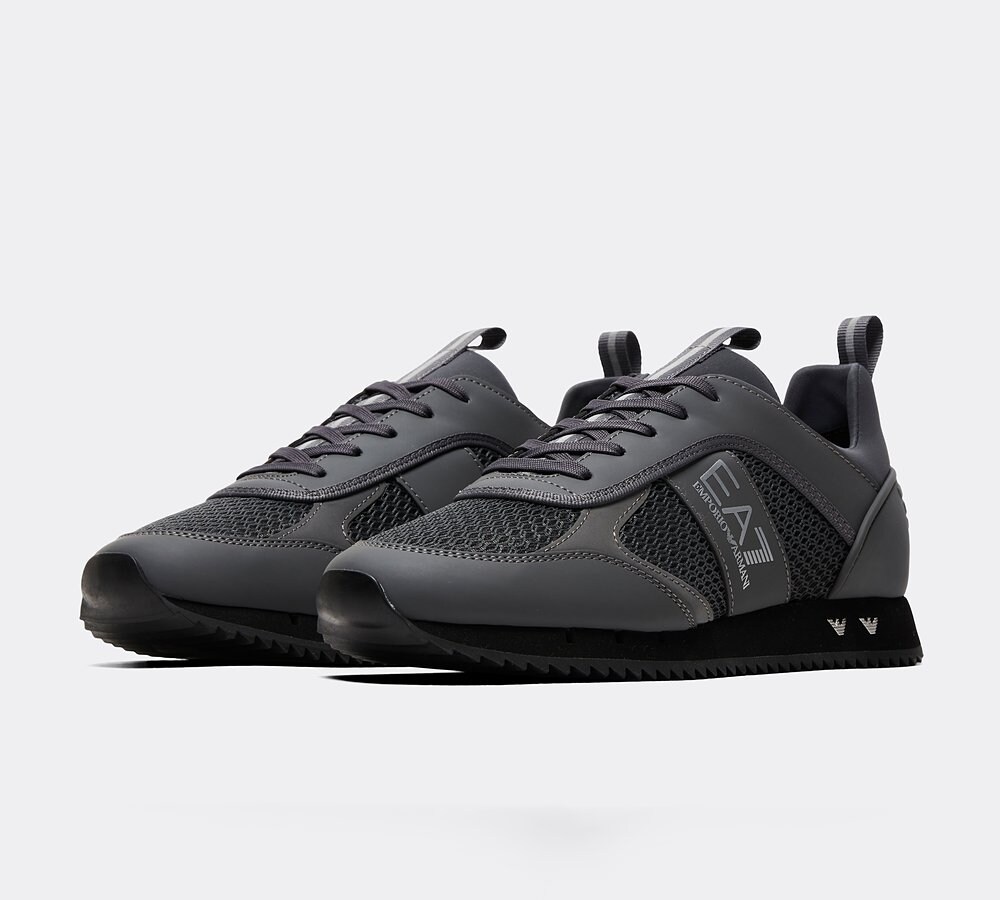 EA7 Lace Runner Trainer Iron Gate Black Silver Footasylum
