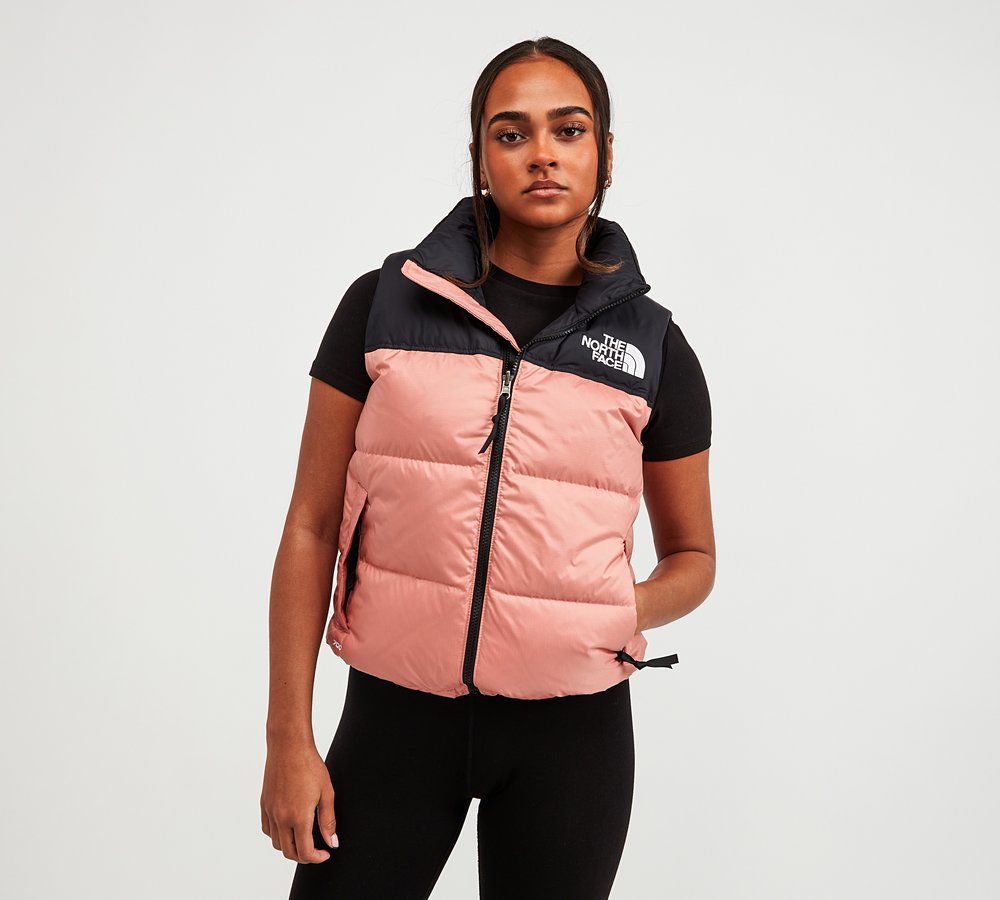 tan north face puffer jacket