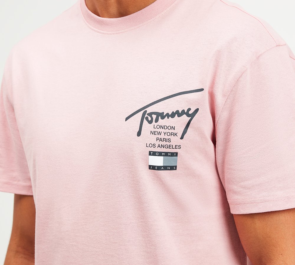 Tommy Jeans T-Shirt Pink Broadway Essential Signature Footasylum | 