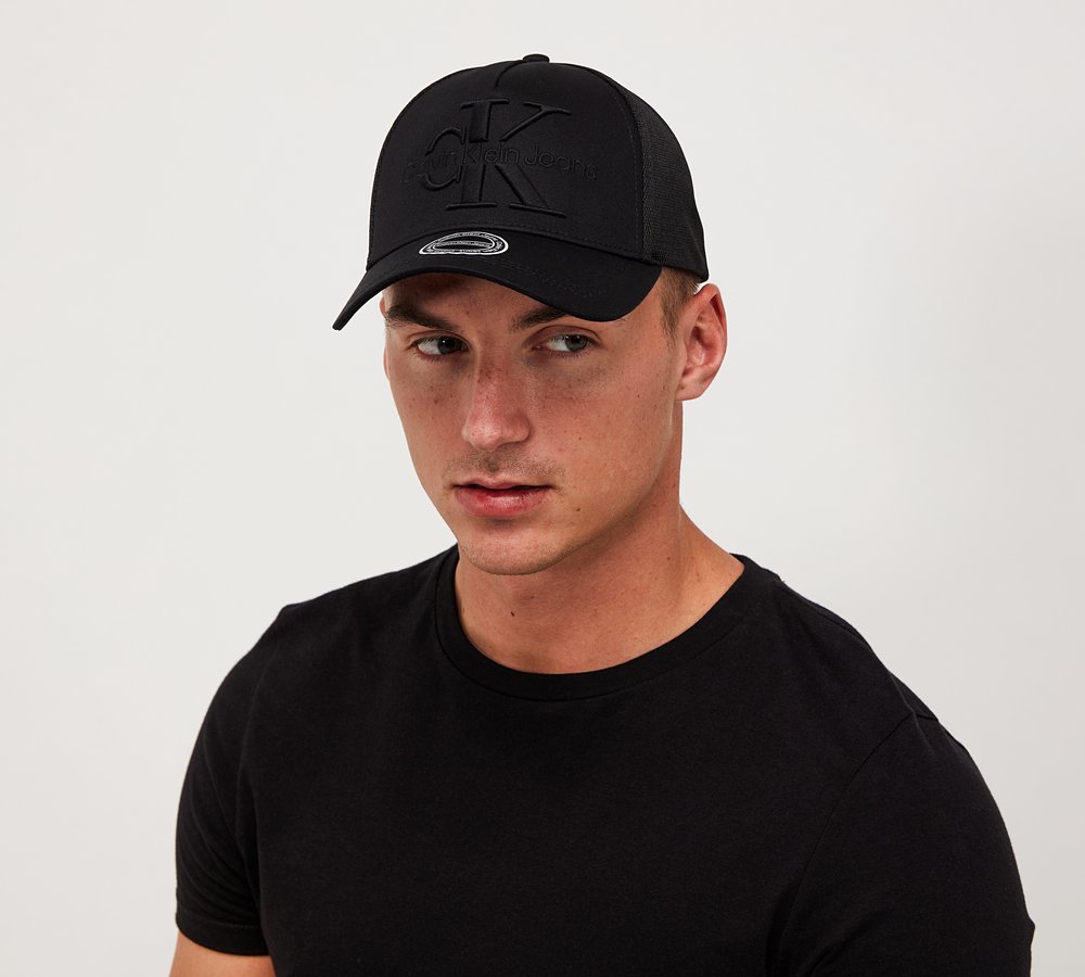 Calvin Klein Jeans Monogram Trucker Cap | Black / Black | Footasylum