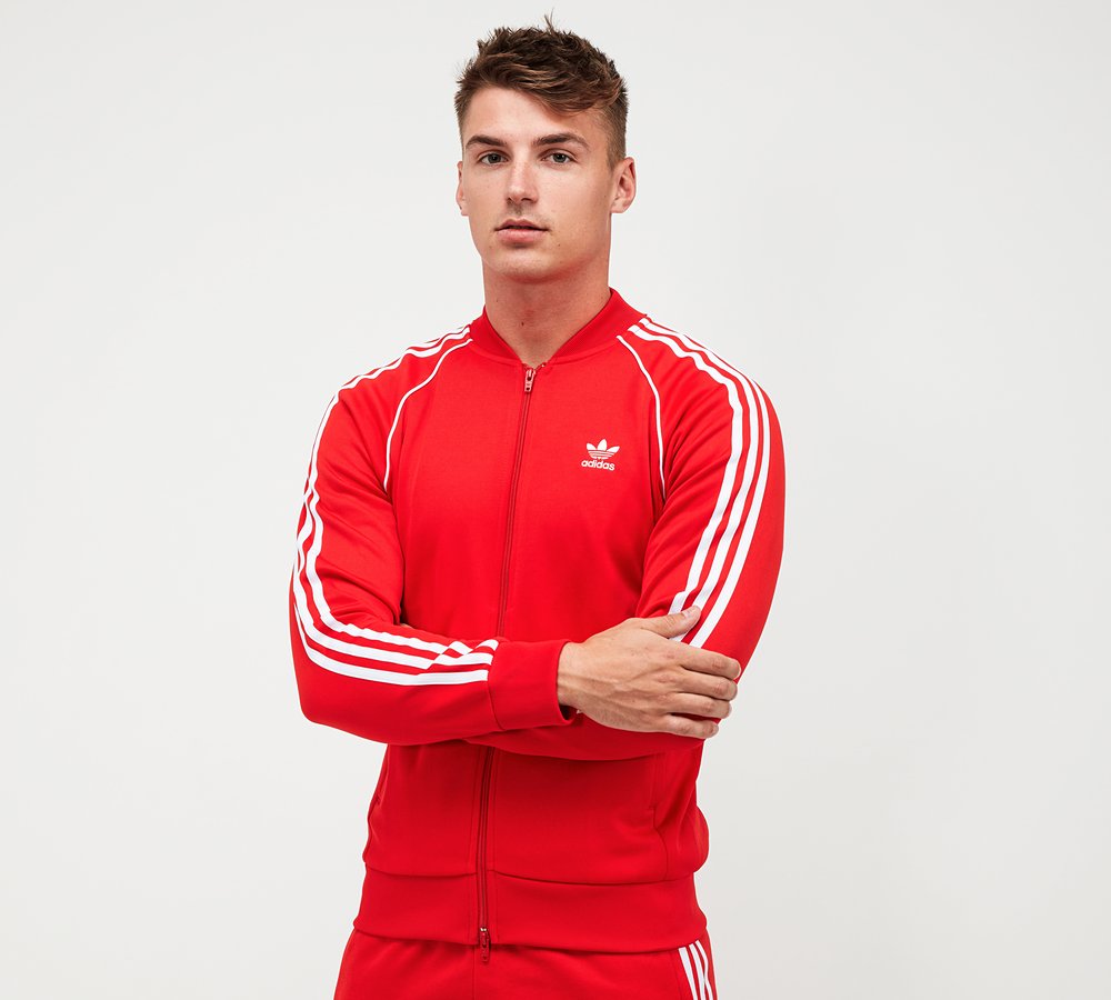 red adidas originals track top