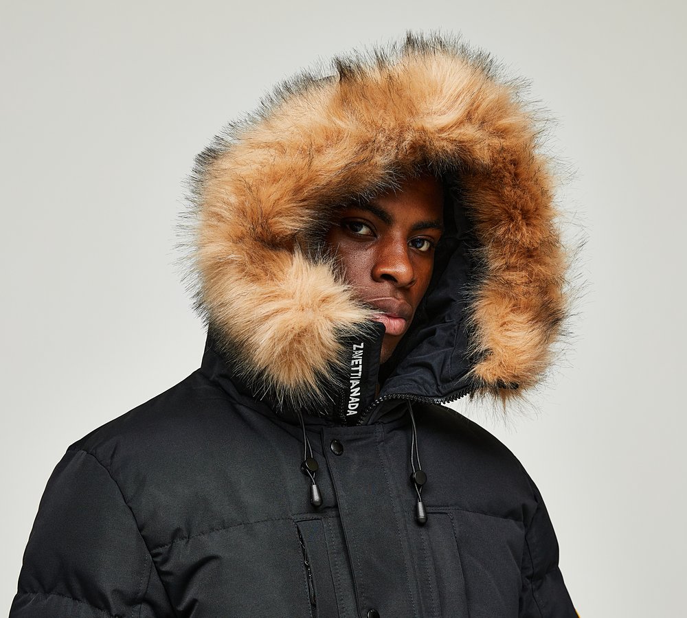 Guess Faux Fur Puffer Jacket Mens NWT Guess Men's Large Black