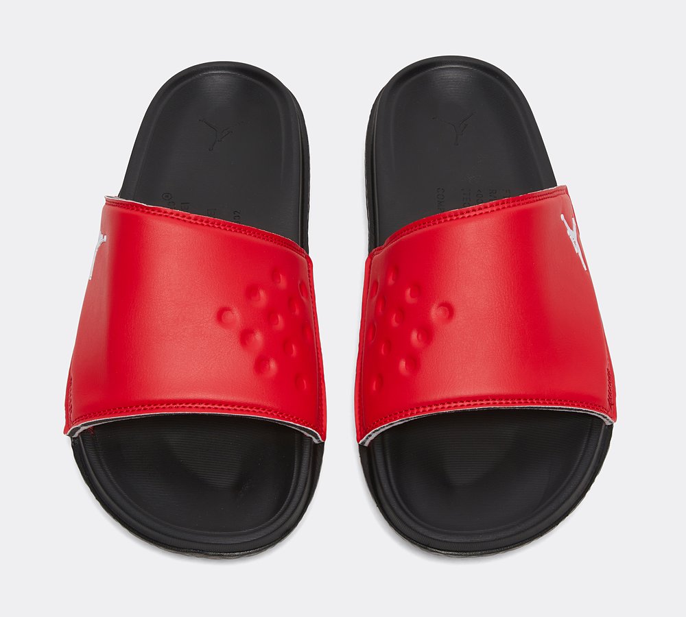 black and red jordan sandals