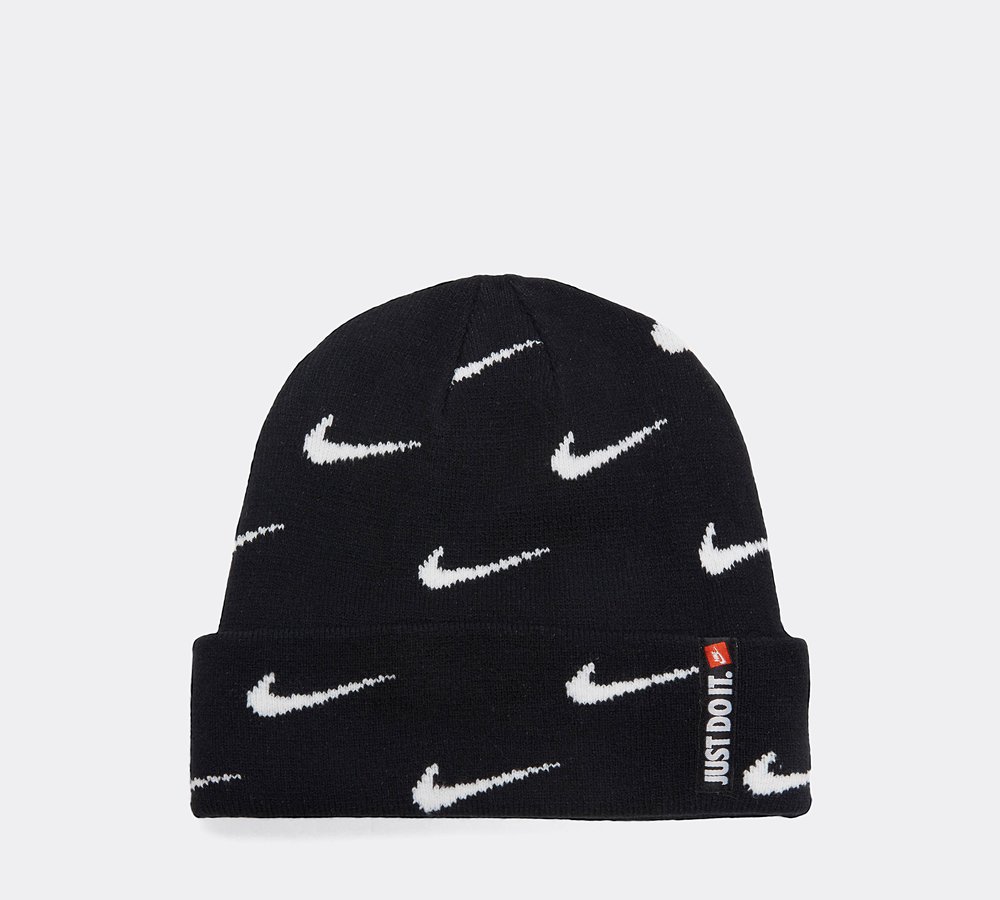 Nike Swoosh Repeat Beanie and Glove Set Black Footasylum