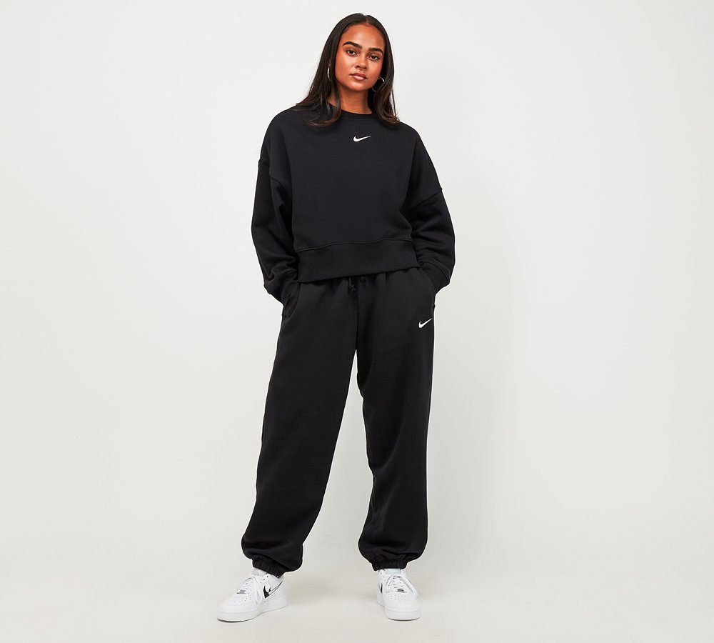 Nike Womens Phoenix Oversized Fleece Pant Black Sail Footasylum
