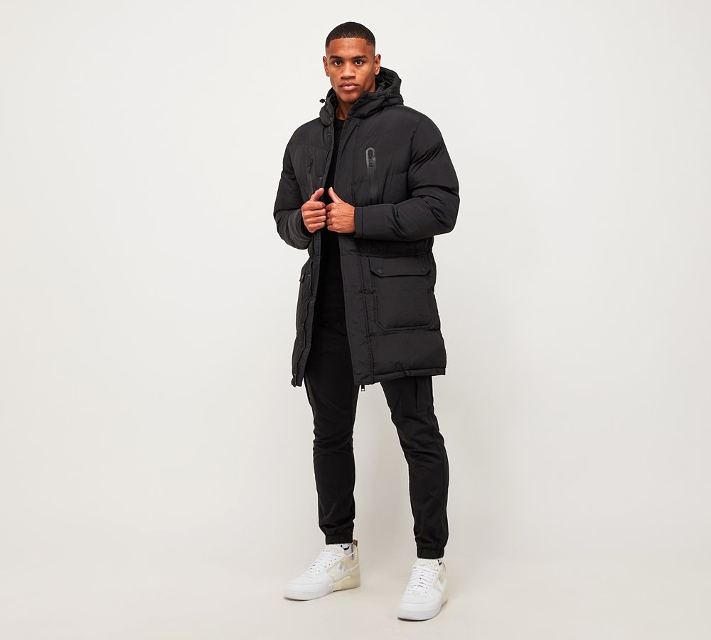 Brave Soul Todd Longline Puffer Jacket Black Footasylum
