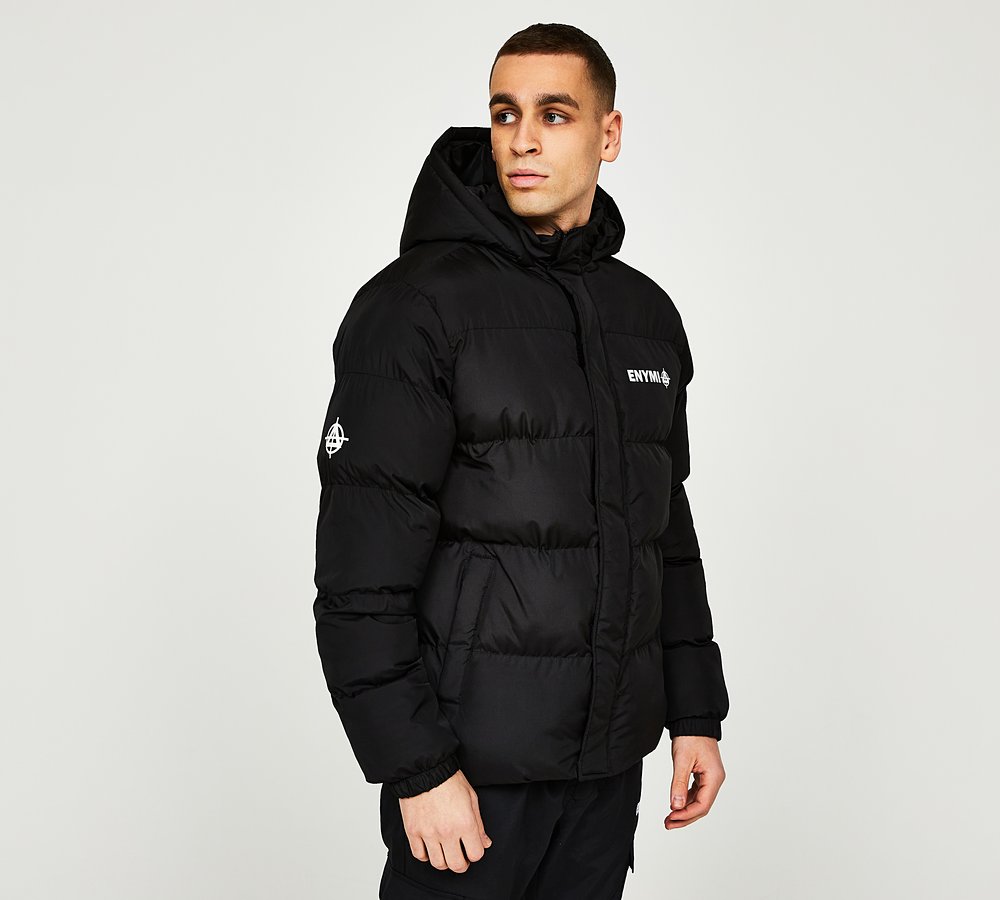 ENYMI Logo Puffer Jacket Black Footasylum
