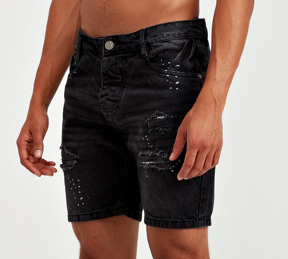 Brave Soul Rip Denim Short | Charcoal 