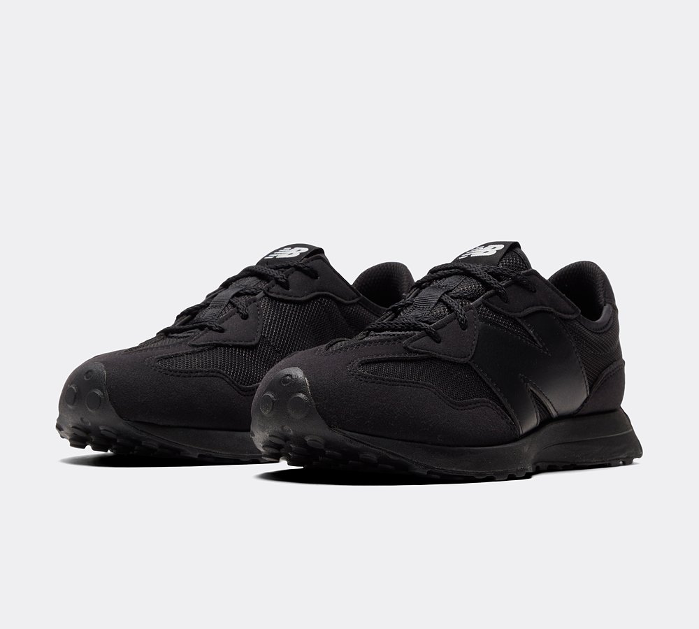 New Balance Junior GS327 Trainer Triple Black Footasylum