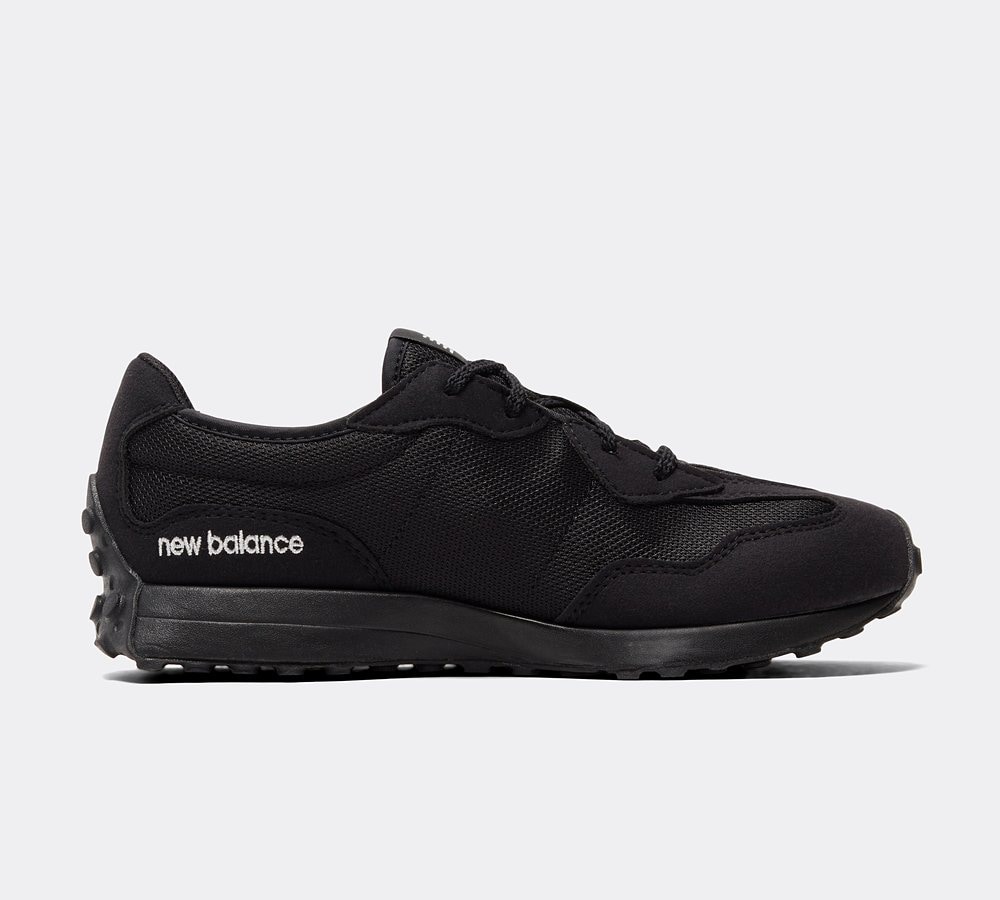 New Balance Junior GS327 Trainer Triple Black Footasylum