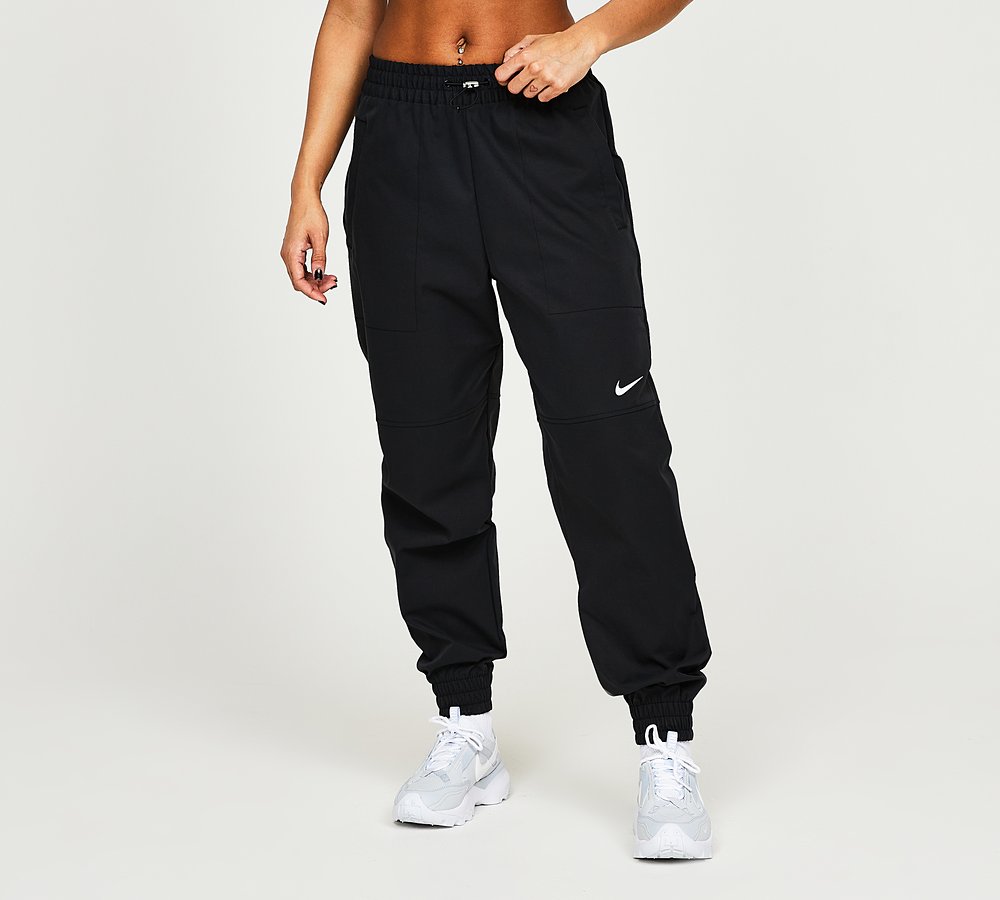 Nike Womens Swoosh Woven Pant, Black / White