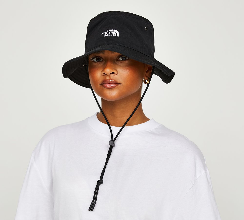 Black north shop face bucket hat