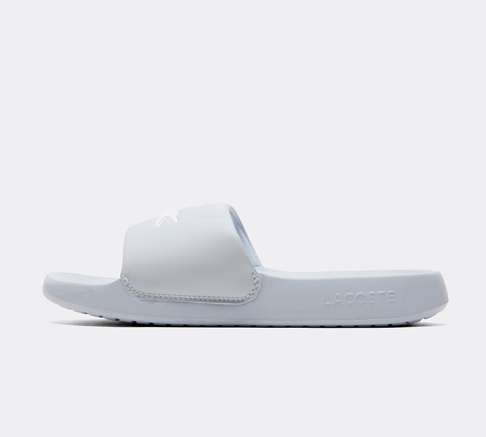 Lacoste slides best sale blue