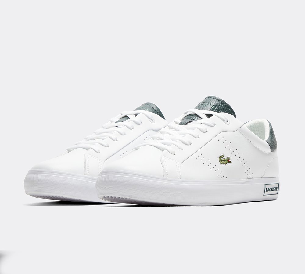 Lacoste Powercourt 2.0 Trainer White Dark Green Footasylum