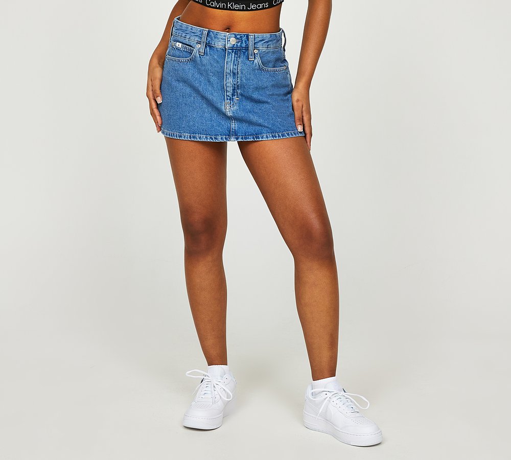Calvin Klein Jeans Womens Denim Micro Skirt Medium Wash Footasylum