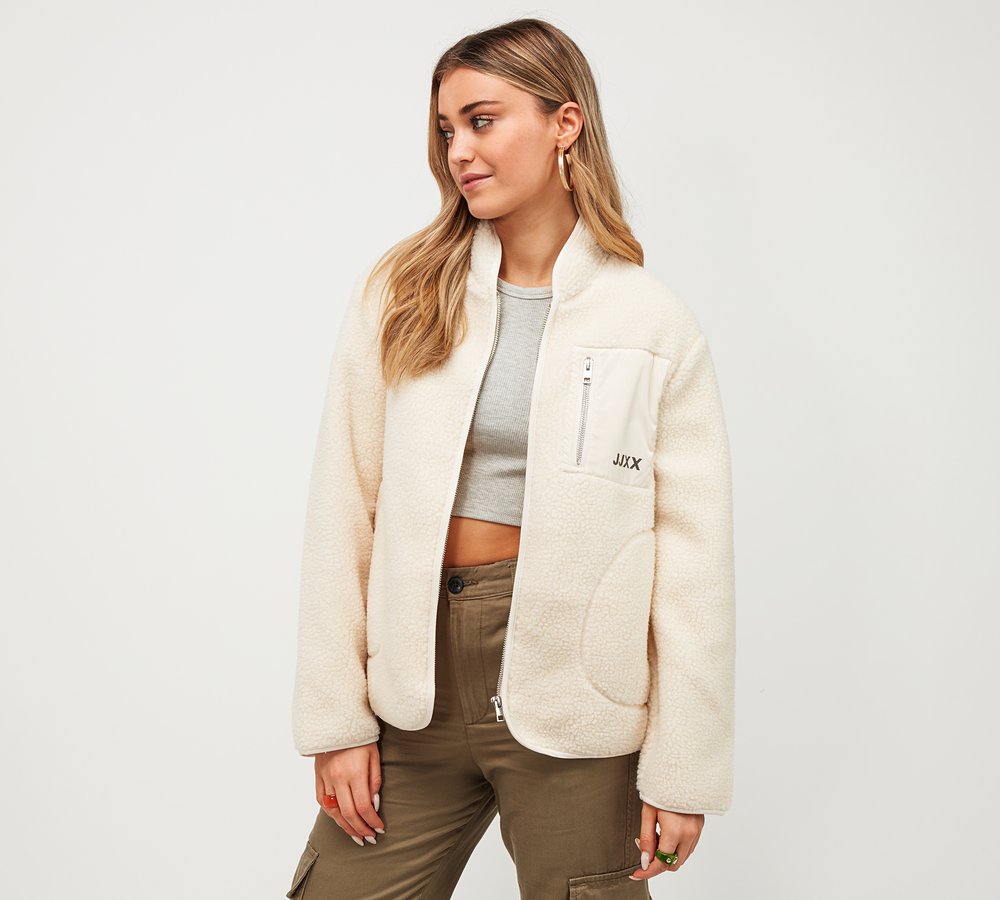 JJXX Womens Teddy Jacket | Bone White 