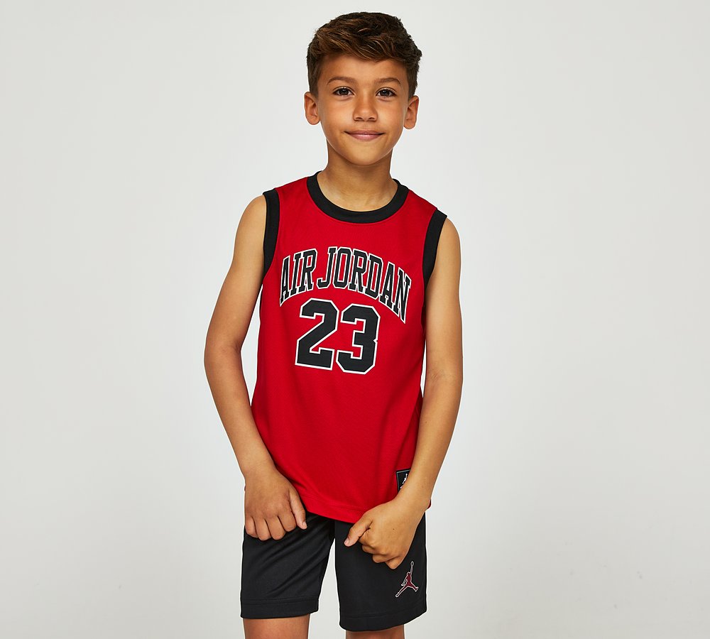 Jordan Nursery 23 Jersey and Short Set Red Black Footasylum