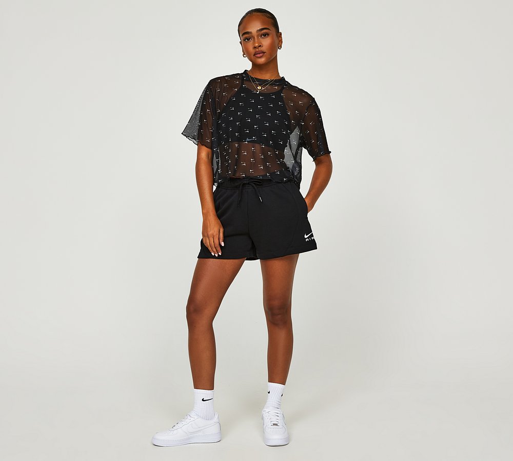 Nike Womens Air AOP Mesh Crop Top Black Footasylum
