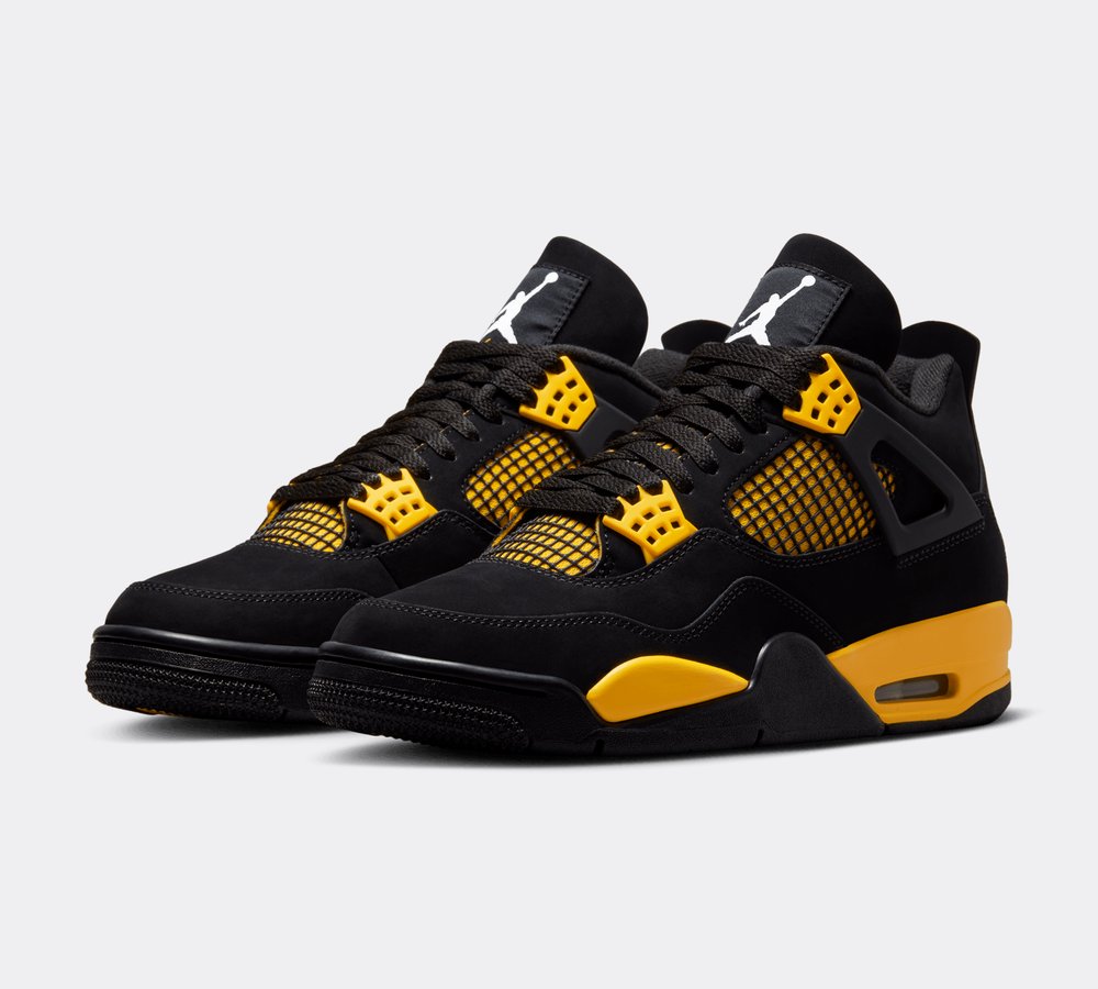 Jordan Air Jordan 4 Retro Trainer, Black / Yellow Thunder