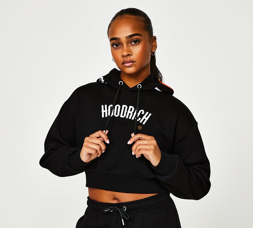 Womens black cropped hoodie shop