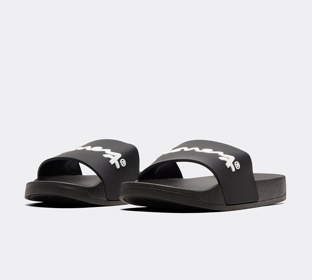 Money Clothing Junior Signature Logo Slide Black White