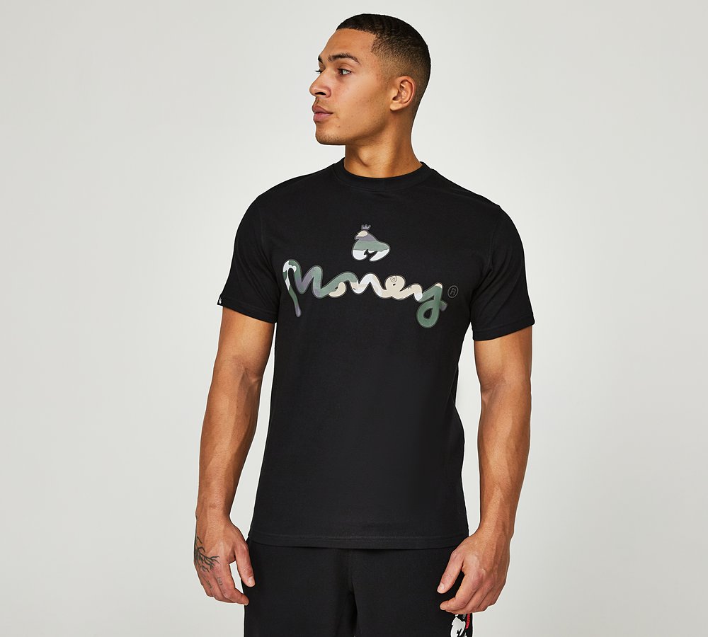 Money Clothing Camo T-Shirt | Black | Footasylum