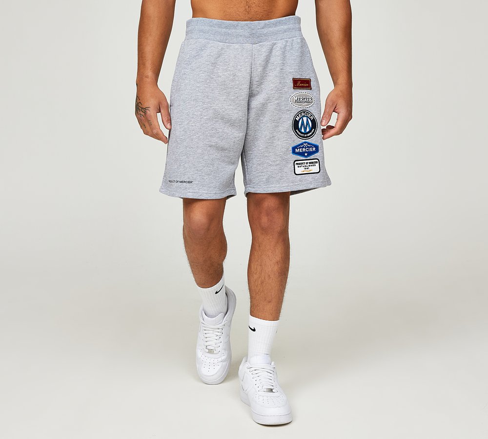 Mercier Hybrid Badge V2 Fleece Short Grey Marl Footasylum