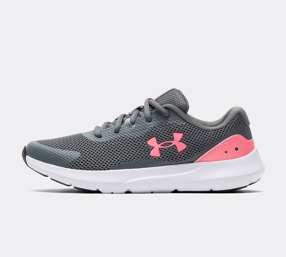Under Armour Junior Surge 3 Trainer Pitch Grey Cerise Footasylum