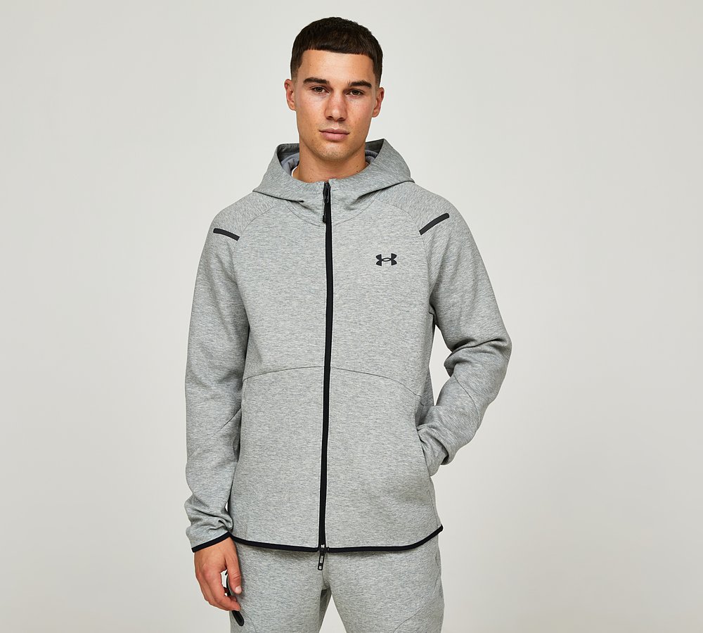 Under Armour Unstoppable Full Zip Fleece Hoodie, Mod Grey / Black