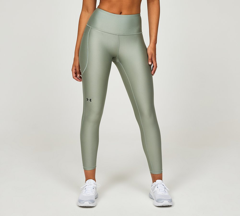 Under Armour HeatGear® No-Slip Waistband Printed Ankle Leggings,  Green/Green/Black at John Lewis & Partners